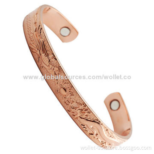 Magnetic Therapy Product, Made of Fashionable Copper Bangles with Dragon and Phoenix Patterns